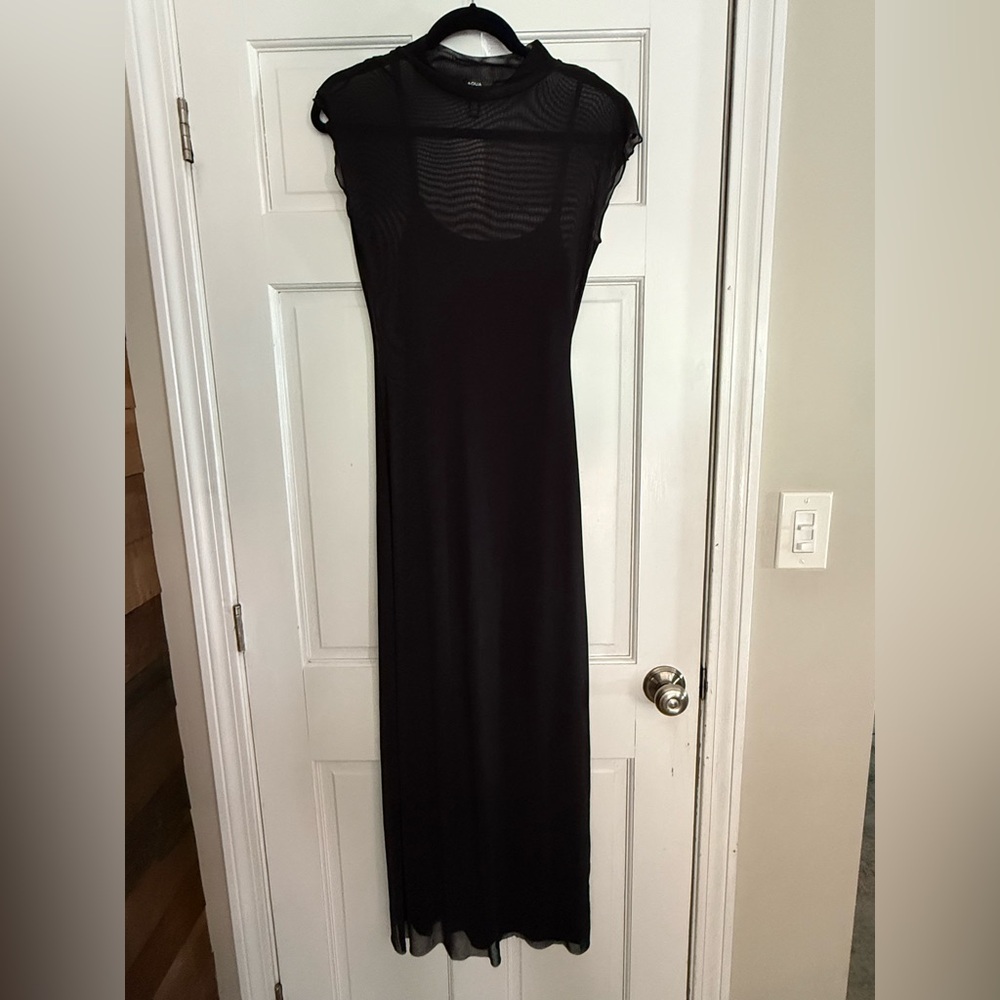 Aqua Black Sheer Maxi Dress